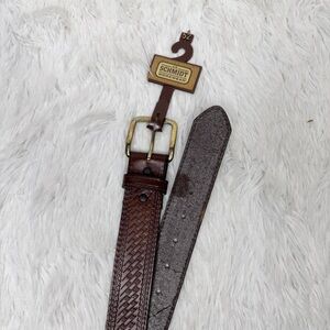 SCHMIDT WORKWEAR / dark brown leather belt / 52 NWT